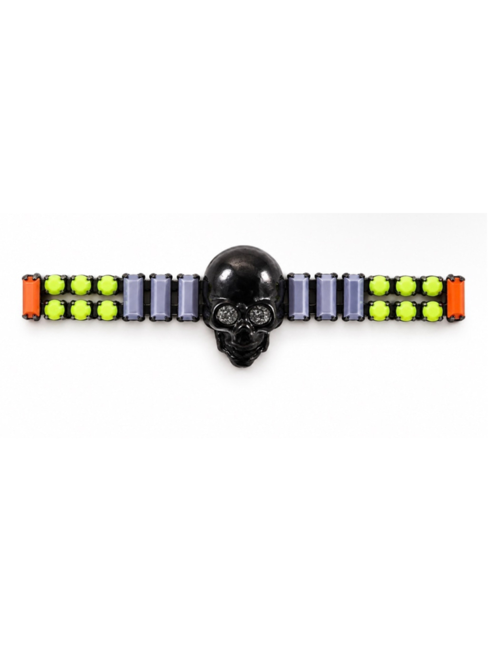 Tom Binns Skull Charm Bracelet Black Multi-color 8in New